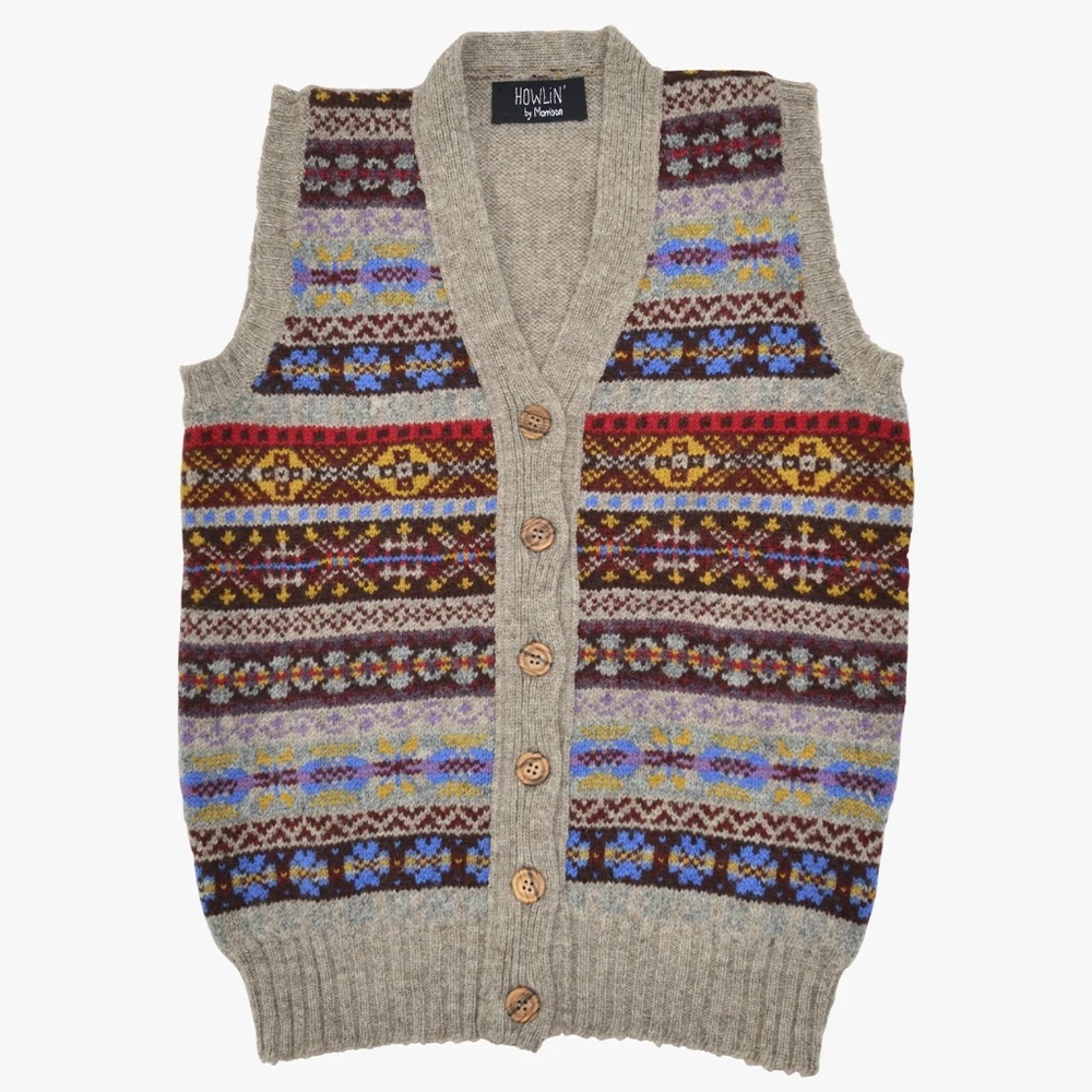 NWT $250 HOWLIN' BY MORRISON SWEATER VEST FAIR ISLE SMALL scarf hat gilet